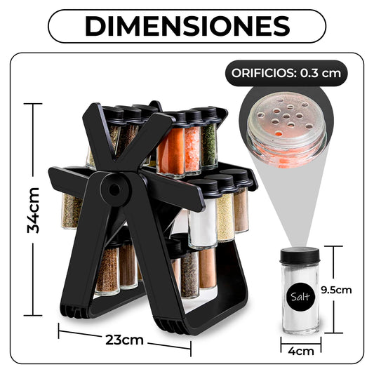 Especiero Giratorio + 18 Frascos Tapa